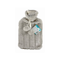 BLACKSPUR 2L HOT WATER BOTTLE - PLUSH FAUX - LIGHT GREY