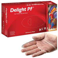 AURELIA DELIGHT PF CLEAR VINYL GLOVES - SMALL (PACK OF 100)