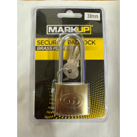 MARKUP 38MM BRASS PLATED LONG SHACKLE PADLOCK