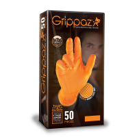 GRIPPAZ 50PK TOUGH ORANGE NITRILE GLOVES- XLARGE (10 PACKS)